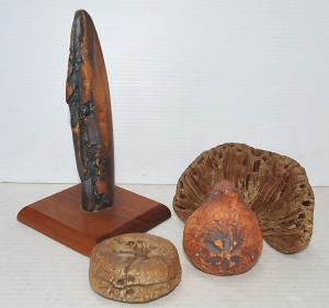 Group lot - Vintage Australian Studio Pottery - small Vase, Lidded Pot, Natural