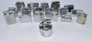 Group lot - Vintage Chrome & Stainless Fuel Cigarette Lighters - various des