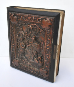 Vintage photograph album - ornate Embossed Copper plaque to cover depicting Lohe
