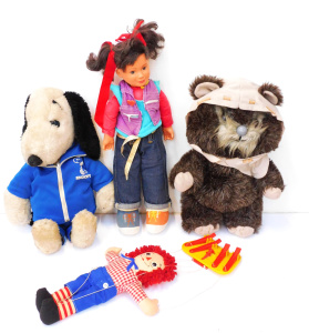 Lot 7 - 4 x Character Dolls & Soft Toys inc Ewok - Star Wars, c1984 Punky Br