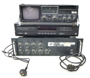 Lot 13 - 3 pieces - AV equipment inc di 100 Watt PA Rack Amplifier, Hanimex Port