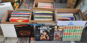 Lot 33 - 4 x Boxes of Assorted Vintage Vinyl Records incl Alvin & The Chipmu
