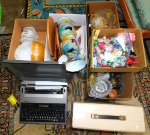 Lot 57 - 5 x Boxes Plus Mixed inc Vintage Kitchenalia, Haberdashery, Serving war