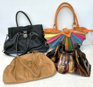 Lot 72 - Group ladies bags incl Michael Kors black leather tote with strap, Coco