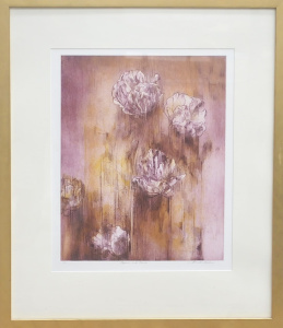 Lot 87 - Mieke Cohen (1943 - ) Gilt framed Colour Etching - Poppies with Thanks