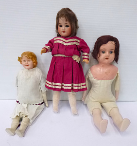 Lot 107 - 3 x Dolls inc, Early 1900s French SFJB Bisque headed with glass sleep