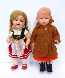 Lot 119 - 2 x Circa 1930s German Celluloid Character Dolls both with glass eyes