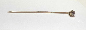 Lot 178 - c1900 9ct gold Stickpin with small claw set old mine cut Diamond - TW