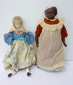Lot 201 - 2 x Victorian Dolls inc, Black Character poured wax with shoulder plat