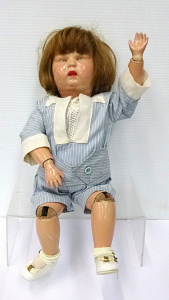 Lot 203 - Early 1900s American Schoenhut Wooden Doll - fully jointed limbs, wit