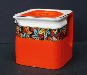 Lot 217 - Art Deco The Cube Ltd Leicester Cube teapot - Orange with band of deco