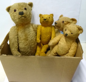Approx 5 x Assorted Vintage Teddy Bears inc, assorted sizes, all with glass eyes