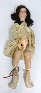 Circa 1900 French SBFJ Bisque Socket Headed Doll with composition jointed body