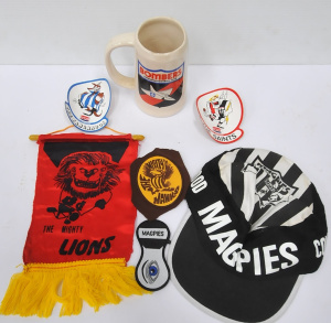 Vintage AFL & VFL Items incl VFL Essendon Bombers Ceramic Mug, Ampol VFL Sti