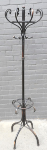 Lot 2 - Vintage Painted Copper Heavy Coat rack with lower umbrella stand & r