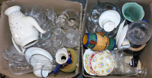 Lot 9 - 2 x Boxes Glass & Ceramics inc Stemware, Krosno Punch set, Glass &am
