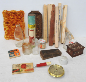 Lot 41 - Box lot Vintage inc Replacement Radiator Rods, Milk Bottles, Miracle To