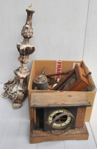 Lot 47 - Lot of Vintage Mixed Items incl Butlers Bell Box, Switchboard w Marble