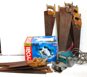 Lot 49 - Group Lot Tools, inc, Boxed Ryobi Circular Saw, 100 x 610mm Makita Belt