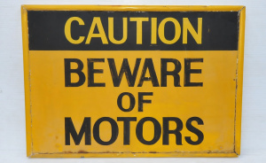 Lot 59 - Vintage Heavy wooden framed tin sign - Double sided - Caution Beware of