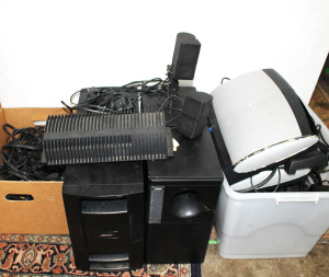 Lot 64 - Group Lot of Bosse AudioVideo equipment inc 2 x Subwoofers, 3 x Media C
