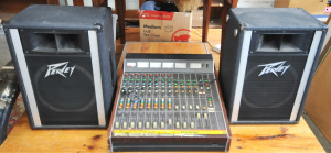 Lot 78 - Vintage Tascam M-35 8 Channel Mixer & Pair of Peavy Model 112H