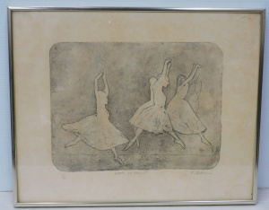 Lot 99 - Robert Dickerson (1924 - 2015) Framed Etching - Corps De Ballet - Signe