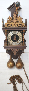 Lot 104 - Vintage Dutch Atlas Wall Clock w Weights - Looks to be Complete &