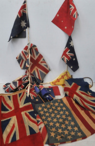 Lot 107 - Group lot of vintage flags Inc Australian early 1900s Navy Red Ensign