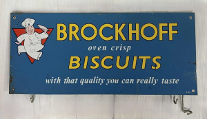 Lot 138 - Brockhoff oven crisp Biscuits vintage tin Advertising Sign - 26 x 58 c