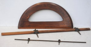 Lot 143 - 3 x Vintage Wooden Draughtsmens Tools incl 2 x Beam Compass or Trammel