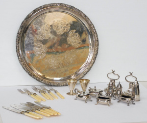 Lot 146 - Group lot Silver & EPNS Inc Walker & Hall Fruit Cutlery Set fo