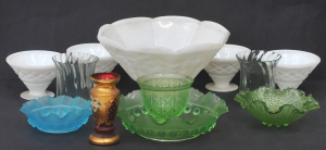 Lot 150 - Group lot of Vintage Glass inc, Milk Glass footed bowl with grape desi
