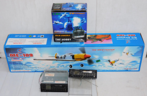 Lot 160 - Group lot inc Boxed Guanli Me-109 RC Airplane missing radio system + E