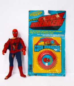 Lot 167 - 2 Vintage 1970 80s Spider-Man items - packaged Code Breaker Toy (Pack