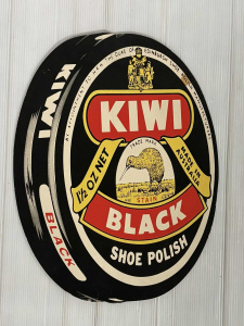 Lot 205 - Vintage colour thin Card Kiwi Black Shoe Polish Advertising Sign - GC,