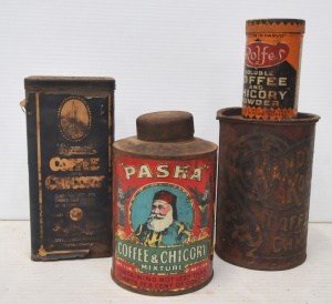 Lot 211 - 4 x Vintage Australian Coffee Tins inc Pasha, Rolfes, Kandy Koola &