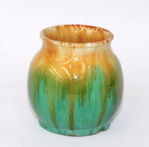 Lot 218 - c1934 John Campbell Australian Pottery Drip Glaze Vase incised signat