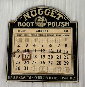 Lot 227 - Vintage c1950s Nugget Boot Polish Advertising Calendar - pressed Tin &