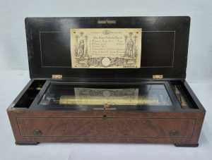 Lot 238 - c1882 Langdorff & Fils 6 tunes Concerto Tremolo Music Box in flame
