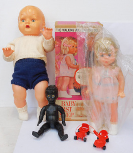 3 x Vintage Dolls inc Boxed c1964 Mattel Baby Firt Step - Walking & Skating