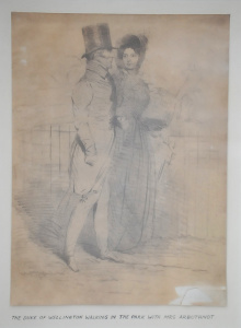 Artist Unknown - Framed c1834 Lithograph - The Duke of Wellington Walking in the