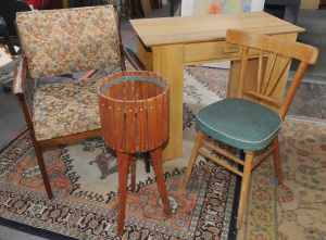 Group lot - MCM Occasional Furniture - Small light stained Oak Students Desk w s