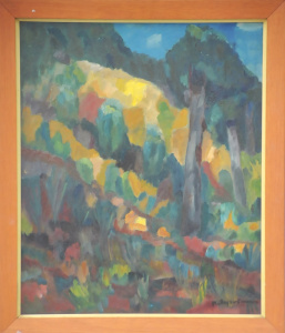 M Boyd - Graham (Active 1950s - 60s) Large framed Oilk Painting - Modernist Land