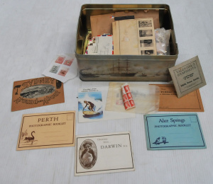 Tin & Contents - Heaps vintage Stamps & Philatelic Ephemera - Australian