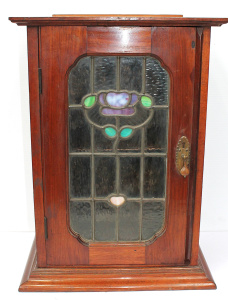 Lot 1 - Vintage c1930s Small Blackwood Cabinet - later Leadlight Glass Panel to Lot 1 - Vintage c1930s Small Blackwood Cabinet - later Leadlight Glass Panel to