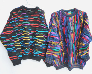 Lot 12 - 2 x vintage 1980s Australian Colourful Woolen Jumpers - Coogi Label Lar
