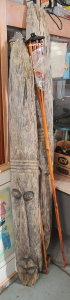 Lot 13 - 4 x Tribal Items incl 2 x Large Carved Wooden Mask Wall Hangs & 2 x Lot 13 - 4 x Tribal Items incl 2 x Large Carved Wooden Mask Wall Hangs & 2 x