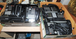Lot 14.1 - 2 Boxes of Modern Push Button Telephones & Hand sets Lot 14.1 - 2 Boxes of Modern Push Button Telephones & Hand sets