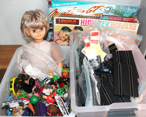 Lot 17 - 2 x Boxes plus Assorted Toys incl HO Scale Mustang GT Rallye Slot Car Lot 17 - 2 x Boxes plus Assorted Toys incl HO Scale Mustang GT Rallye Slot Car